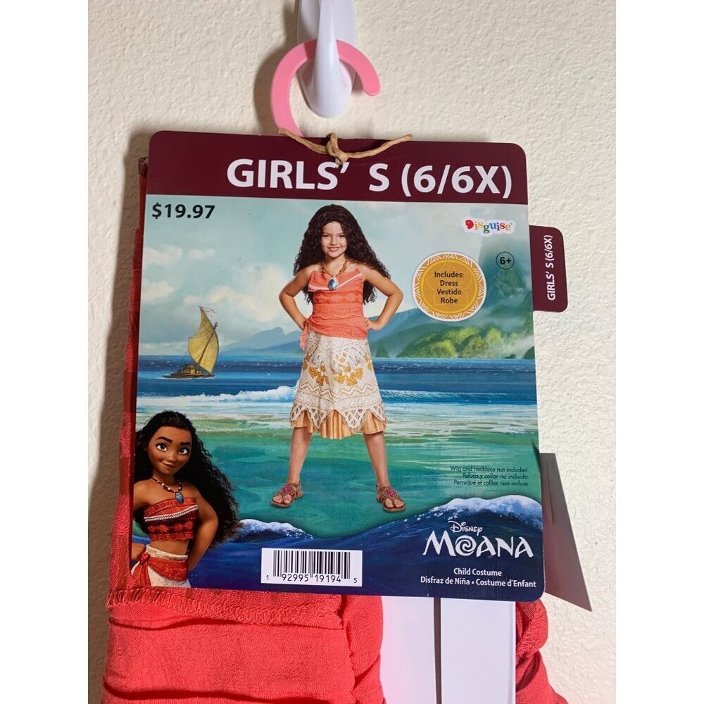 NWT Disney Moana Dress Costume Girls Size S 6/6X AD5